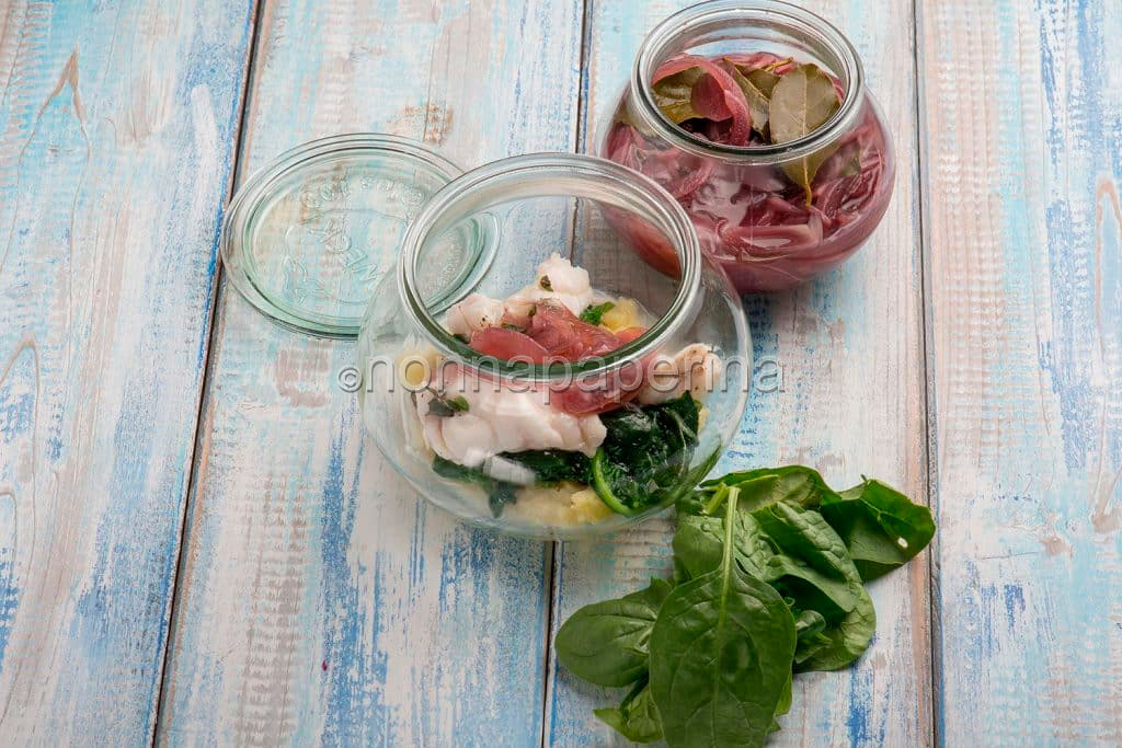 coda di rospo agli spinaci