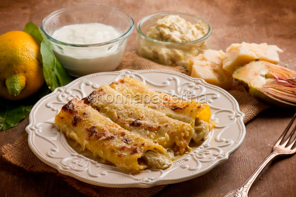 Cannelloni con pesto di carciofi e patate